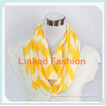 Hot selling style wholesale jersey knit yellow chevron infinity scarf for women